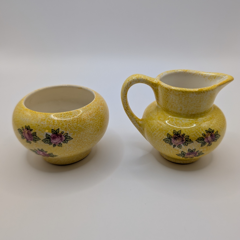 Yellow Floral Creamer and Sugar Bowl Set